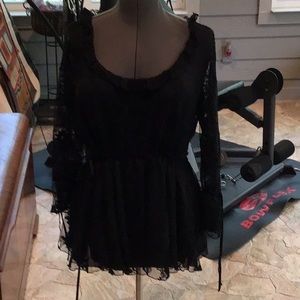 Seven7 Black Top Tunic Sheer Lined Size 18/20